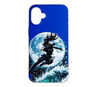 Custodia per iPhone 16 Plus Female Anime Ninja Warrior with Swords Under Full Moon