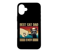 Custodia per iPhone 16 Plus Festa del papà Cat Daddy Black Cat Bump Pugno Miglior gatto papà mai