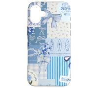 Custodia per iPhone 16 Plus Fiocco blu Love Like Jesus carino floreale estivo patchwork