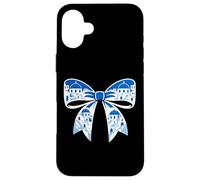 Custodia per iPhone 16 Plus Fiocco vacanze blu bianco per viaggi d'estate