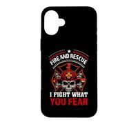 Custodia per iPhone 16 Plus Fire and Rescue I Fight What You Fear Brave Firefighter