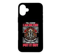Custodia per iPhone 16 Plus Fireman Yes I Know I Am On Fire Firefighter Firefighters
