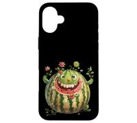 Custodia per iPhone 16 Plus Floral Watermelon Face Whimsical Hawaiian Summer Vacation