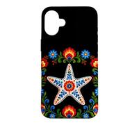 Custodia per iPhone 16 Plus Floreale Stella Marina Folk Art Motivi Fiori