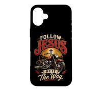 Custodia per iPhone 16 Plus Follow Jesus He is the Way Christian Motorcycle Gospel Biker