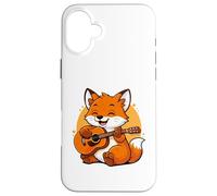 Custodia per iPhone 16 Plus Fox Playing Guitar Graphic Fox Ragazzi Ragazze Amante della Chitarra