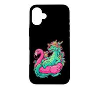 Custodia per iPhone 16 Plus Freddo Drago Flamingo Galleggiante Vacanze Estive