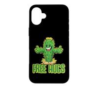 Custodia per iPhone 16 Plus Free Hugs - Simpatico cactus da abbracciare con frase