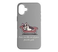 Custodia per iPhone 16 Plus Frenchie Bulldog Disegna come una ragazza francese, cane divertente