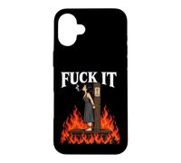 Custodia per iPhone 16 Plus Fuck It - Witch is Burning in Flame Smoking Adult Humor Meme
