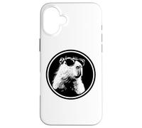 Custodia per iPhone 16 Plus Funny Black Logo Sunglasses Lover Chill Capybara Vibes