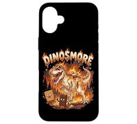 Custodia per iPhone 16 Plus Funny Camping Smores T-Rex Dinosaur Campfire S'mores Joke