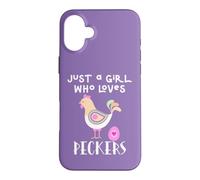 Custodia per iPhone 16 Plus Funny Chicken Mom Just a Girl Who Loves Peckers Chicken Mama