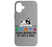 Custodia per iPhone 16 Plus Funny Entomologist Saying Easily Distracted by Cats and Bugs