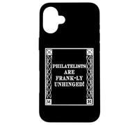 Custodia per iPhone 16 Plus Funny Frank-ly Unhinged Pun Stamp Collecting Collector