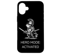 Custodia per iPhone 16 Plus Funny Frog Humor. Roman Soldier Toad Hero Mode Activated