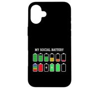 Custodia per iPhone 16 Plus Funny Introvert Humor Energy Level Graphic Anti Social Fun
