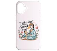 Custodia per iPhone 16 Plus Funny Motherhood Is The Realest Hood Festa della mamma Goose Mom
