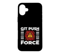 Custodia per iPhone 16 Plus Funny Programmer Coding Git Push Force Warning