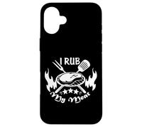 Custodia per iPhone 16 Plus Funny Text I Rub My Meat BBQ Dad Offset Smoker Pit Accessorio