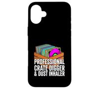 Custodia per iPhone 16 Plus Funny Vinyl Record Collector Crate Digger Dust Inhaler