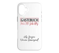 Custodia per iPhone 16 Plus Gästebuch Mein 50. Geburtstag Libro degli ospiti Firma