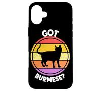 Custodia per iPhone 16 Plus Gatto birmano retrò tramonto vintage anni '80 design estetico