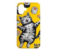 Custodia per iPhone 16 Plus Gatto di sushi in stile anime: Harajuku Tokyo Japan Cat Cafe