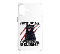 Custodia per iPhone 16 Plus Gatto goblin gatto nero sarcasmo zoomies gatto caos
