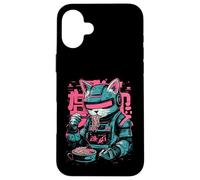 Custodia per iPhone 16 Plus Gatto Ramen Cyborg Giapponese Estetica Mecha Anime Gatto