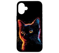 Custodia per iPhone 16 Plus Gatto Silhouette Retrowave Gatto randagio