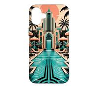 Custodia per iPhone 16 Plus Geometria Art Deco a bordo piscina
