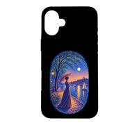 Custodia per iPhone 16 Plus Georges Seurat Ispirato Pointillist Moonlit Riverside Woman
