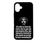 Custodia per iPhone 16 Plus Gesù con Corona di Spine Giovanni 3:16 Y2K Grunge Grafica