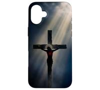 Custodia per iPhone 16 Plus Gesù Cristo Croce Con Luce Divina