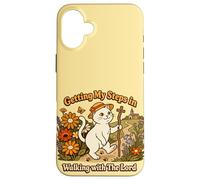 Custodia per iPhone 16 Plus Getting My Steps in Walking With The Lord Christian Cat