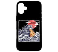 Custodia per iPhone 16 Plus Gigante Raccoon Kaiju Mangiare Pizza