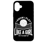 Custodia per iPhone 16 Plus Gioca come una ragazza Pallavolo Citazione