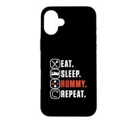 Custodia per iPhone 16 Plus Gioco di carte divertente di ripetizione di Rummy di Eat Sleep per un giocatore di ramino