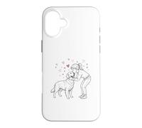 Custodia per iPhone 16 Plus Girl with Golden Retriever, cute Golden Retriever