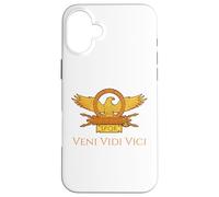 Custodia per iPhone 16 Plus Giulio Cesare Citazione Latina Veni Vidi Vici SPQR Aquila Romana