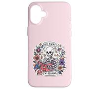 Custodia per iPhone 16 Plus Go Away I'm Reading Funny Skeleton Book Lovers Bookish Skull