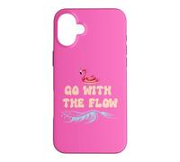 Custodia per iPhone 16 Plus Go With the Flow Pink Flamingo Summer Vibes Beach Vacation