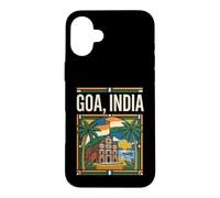 Custodia per iPhone 16 Plus Goa India Bandiera Spiaggia Basilica Grafica Viaggio