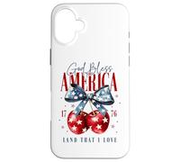 Custodia per iPhone 16 Plus God Bless America 1776 Terra che amo Backprint