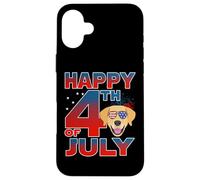 Custodia per iPhone 16 Plus Golden Retriever Dog American Flag Sunglasses Happy 4th July