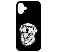 Custodia per iPhone 16 Plus Golden Retriever Indossare Occhiali Smart Dog Nerd Estetica