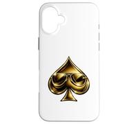 Custodia per iPhone 16 Plus Golden Spade Sunglasses Poker Casino Lucky Symbol