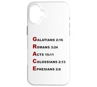 Custodia per iPhone 16 Plus GRACE Acrostic - 5 Christian Faith Bible Verse Scriptures