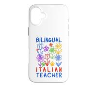 Custodia per iPhone 16 Plus Grafica Bilingue Insegnante Italiano Floreale Classroom